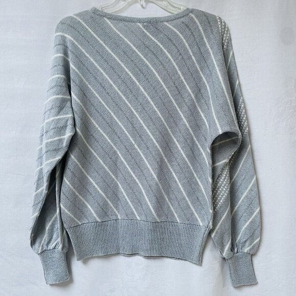 Vintage Sweater Womens Large Artsy Wool Angora Stripes Your Sixth Sense 80s - Picture 2 of 11